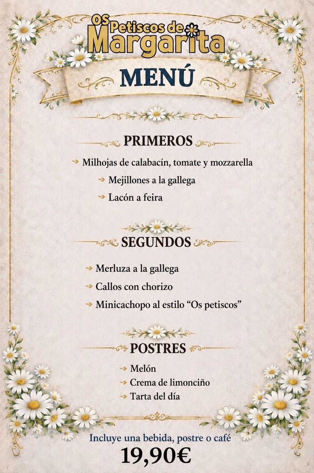 Menú del día de Os Petiscos de Margarita — 19,90€