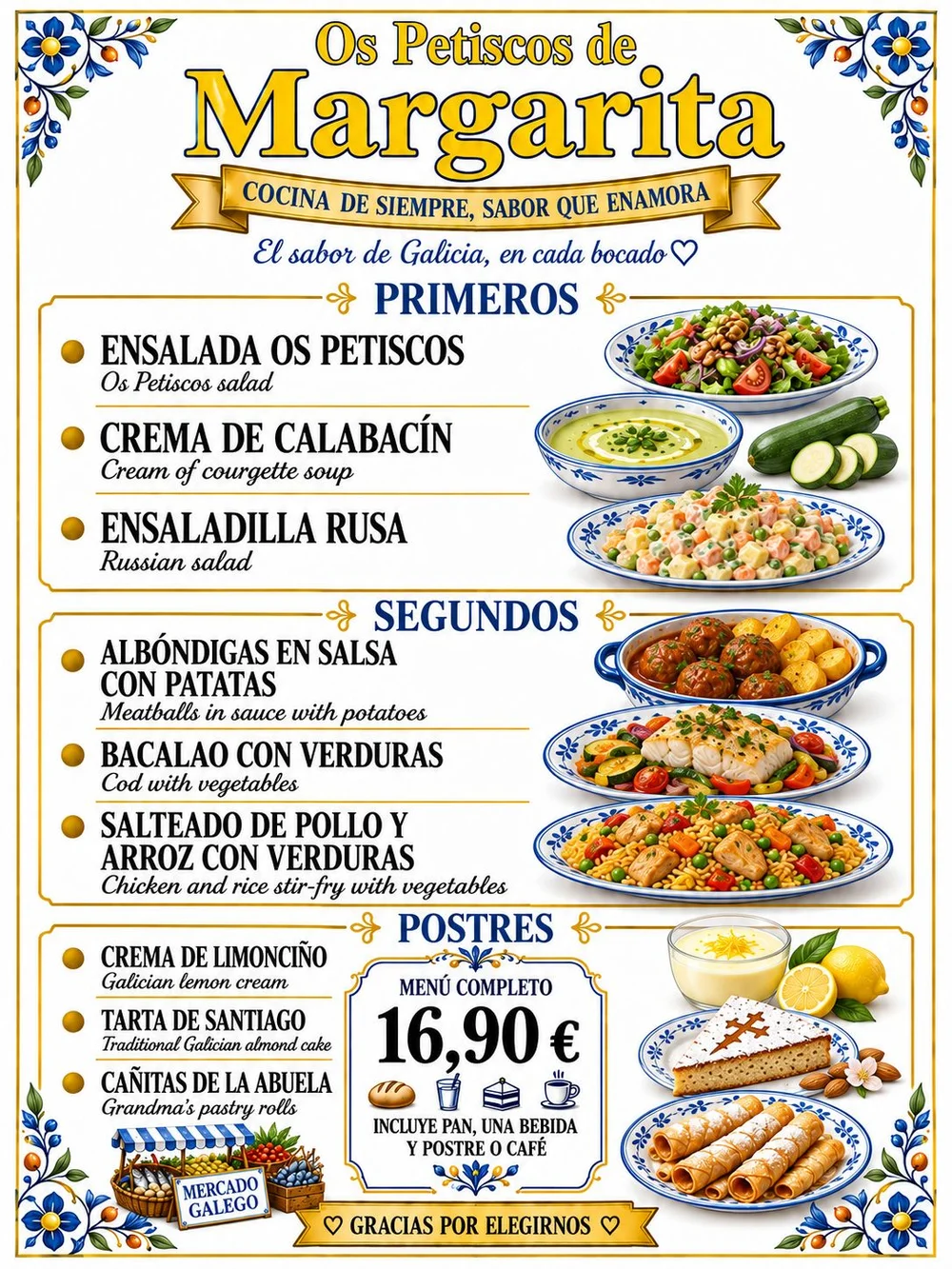 Menú del día de Os Petiscos de Margarita — 16,90€